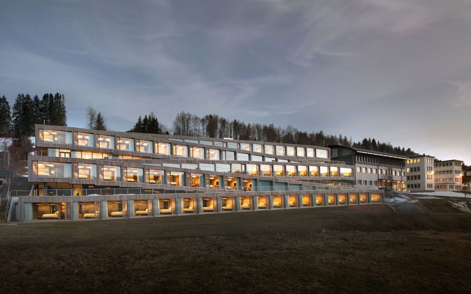 Hôtel des Horlogers at dusk in the Vallée de Joux, Switzerland — a Regenera Luxury Awards nominee