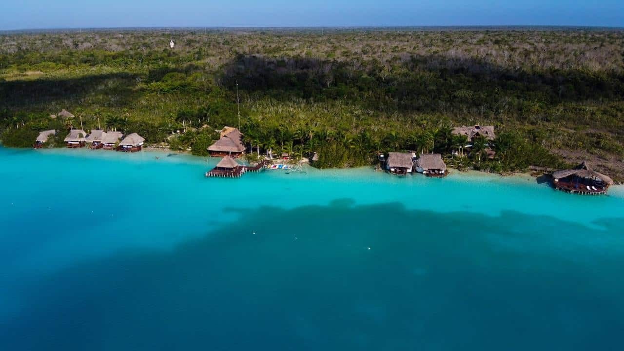 Bacalar Lagoon — the Lagoon of Seven Colours from above