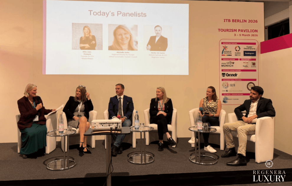 Hector De Castro en el escenario como juez de los Equality in Tourism Awards, ITB Berlin 2026, junto a GSTC y la World Sustainable Hospitality Alliance
