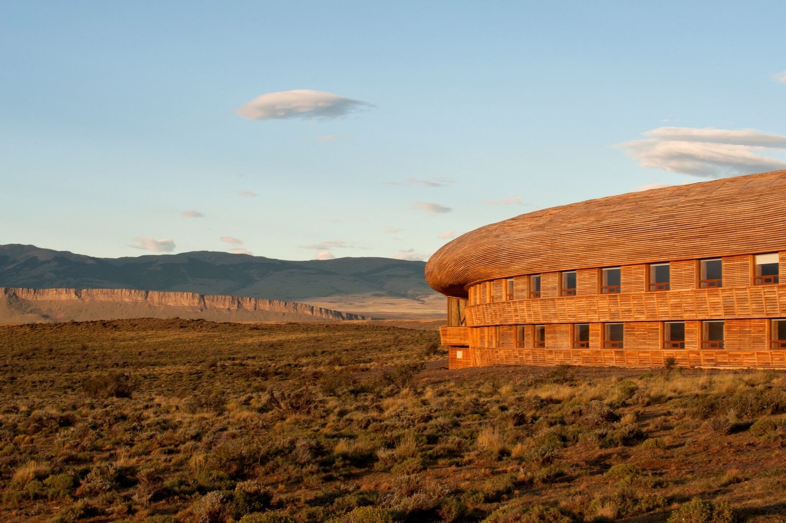 Tierra Patagonia at sunset above Lake Sarmiento