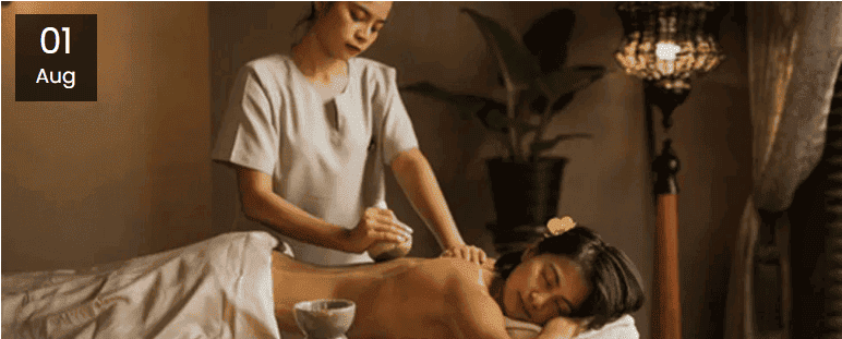 Thailand wellness spa with therapist giving a back massage, reflecting the government's focus on boosting sustainable tourism through wellness and medical tourism